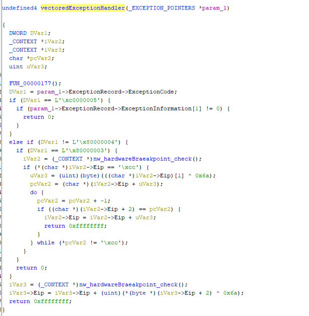 /guloader-deobfuscation-using-ghidra/vectored_exception_handler.PNG